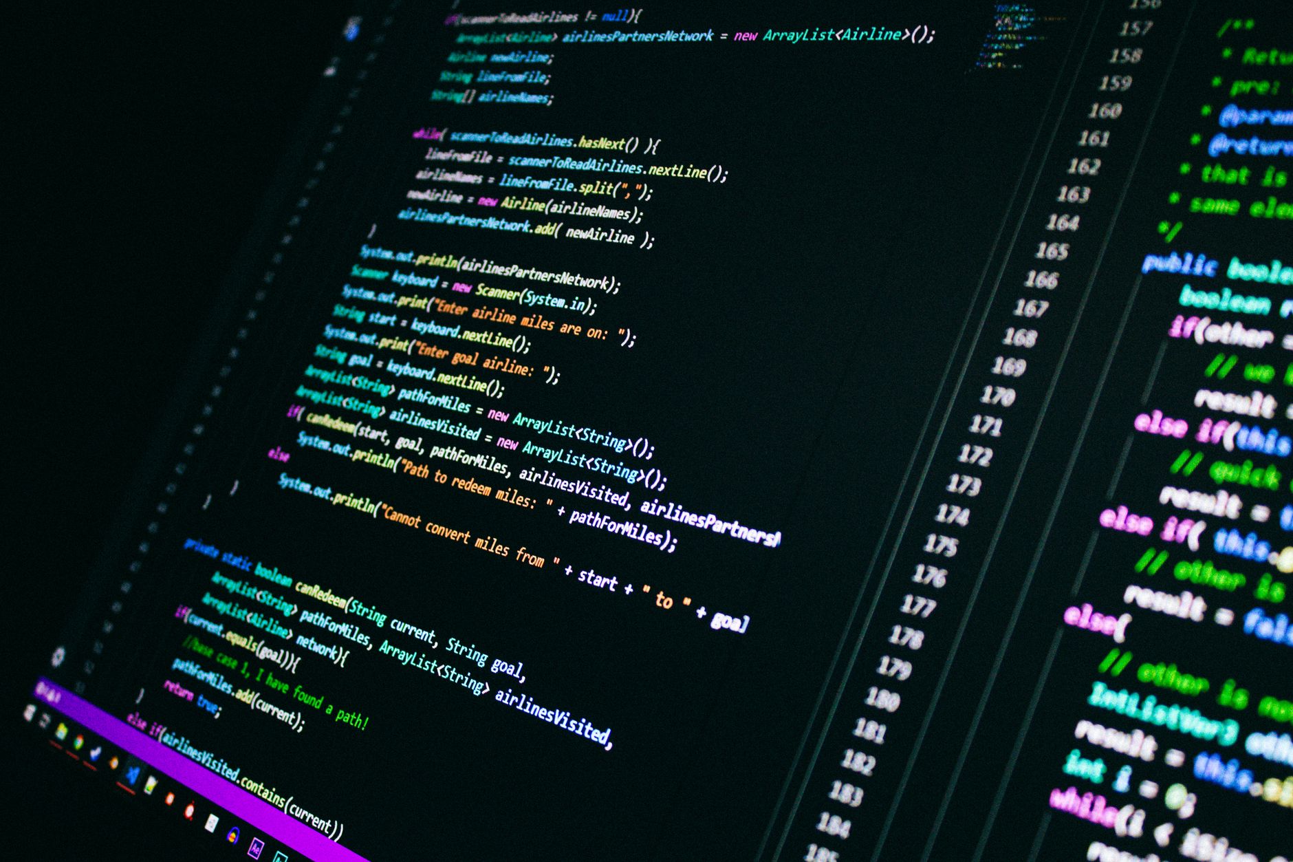 Colorful programming code on a computer screen