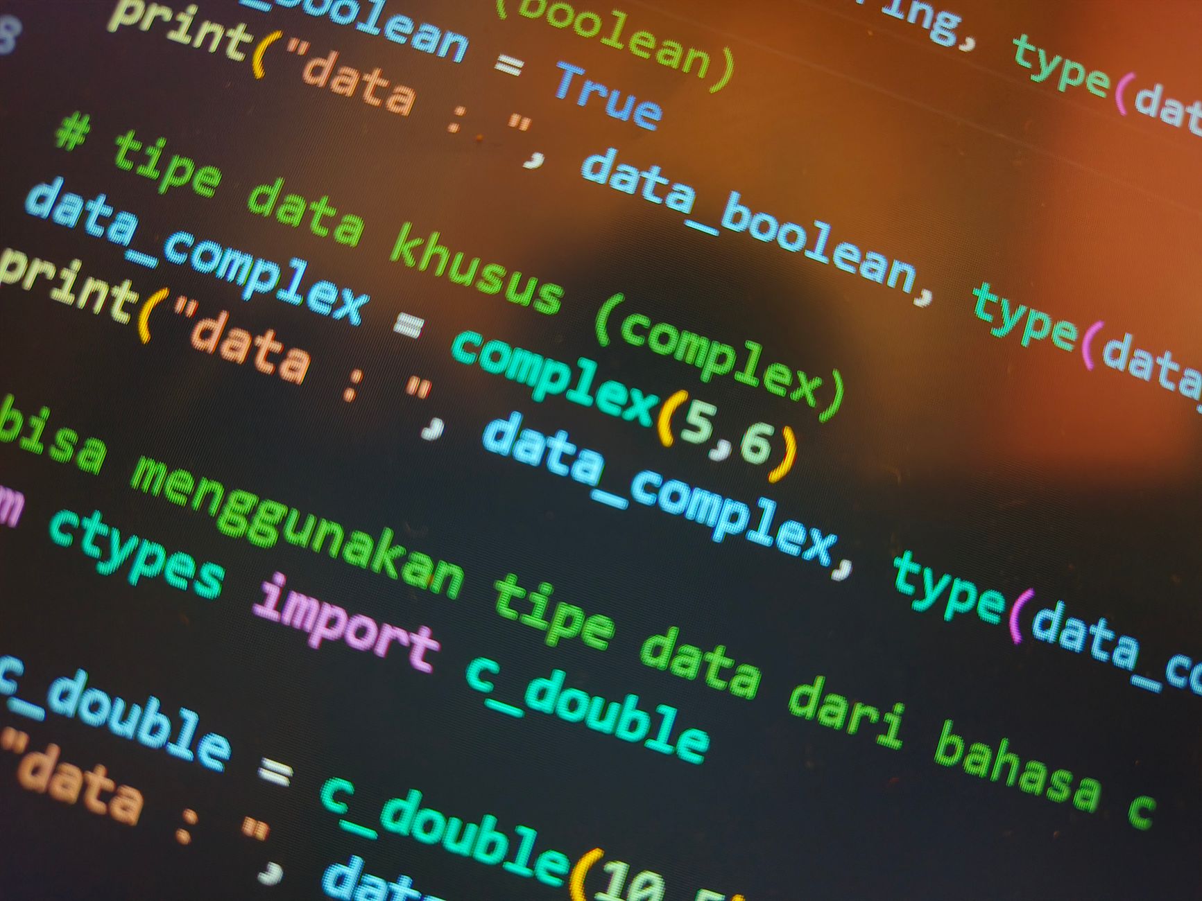 Programming code on a computer screen